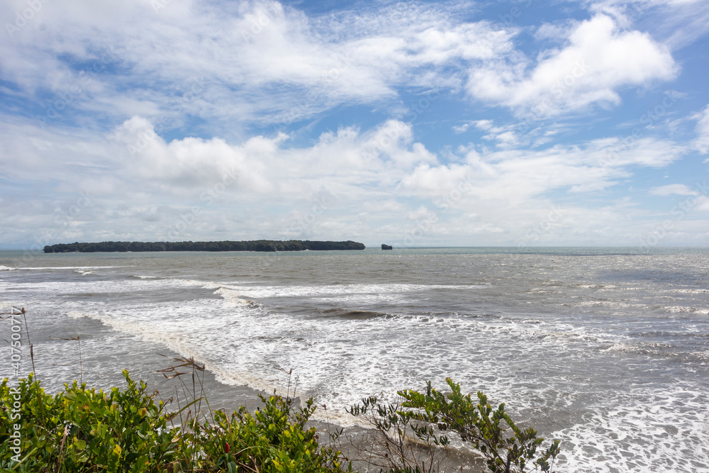 Image of the beaches and the Pacific Ocean in Bahía Málaga, Buenaventura, Valle del Cauca, Colombia. Blue sky. Image of the beaches and the Pacific Ocean in Bahía Málaga, Buenaventura, Valle del Cauca, Colombia. Blue sky.