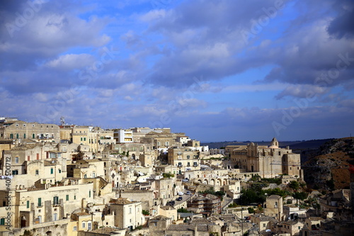 Blue sky over houses and churches in the Sassi of Matera, European Capital of Culture 2019