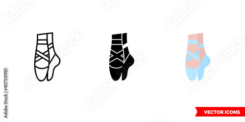 Ballerina icon of 3 types color, black and white, outline. Isolated vector sign symbol.