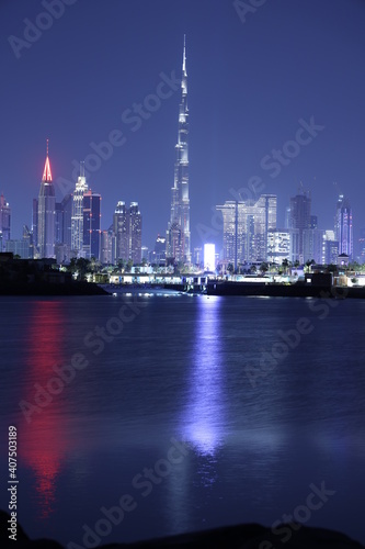 city skyline at night