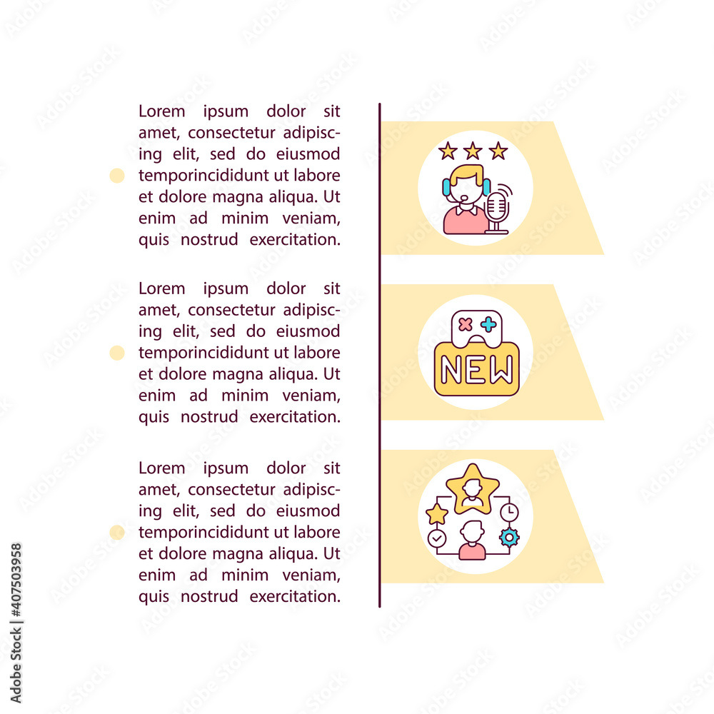 Naklejka premium Professional personnel concept icon with text. Industry pro in teaching staff. Education and training. PPT page vector template. Brochure, magazine, booklet design element with linear illustrations