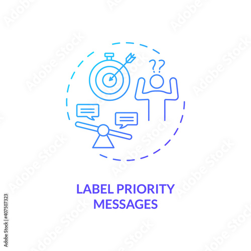 Labeling priority messages concept icon. Staff reboarding tip idea thin line illustration. Identifying urgent tasks. Ordering tasks by estimated effort. Vector isolated outline RGB color drawing