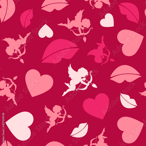 Abstract seamless love pattern. Valentines day wrapping paper. Romantic wallpaper for girls, textile, clothes, wrapping paper. Vector illustration