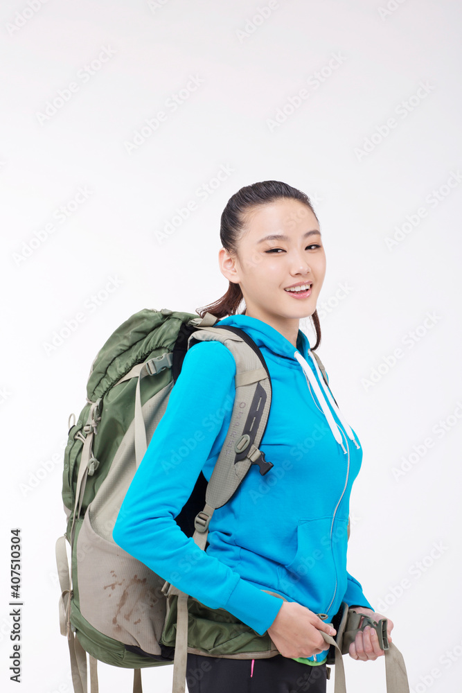 Young woman with backpack Young woman with backpack