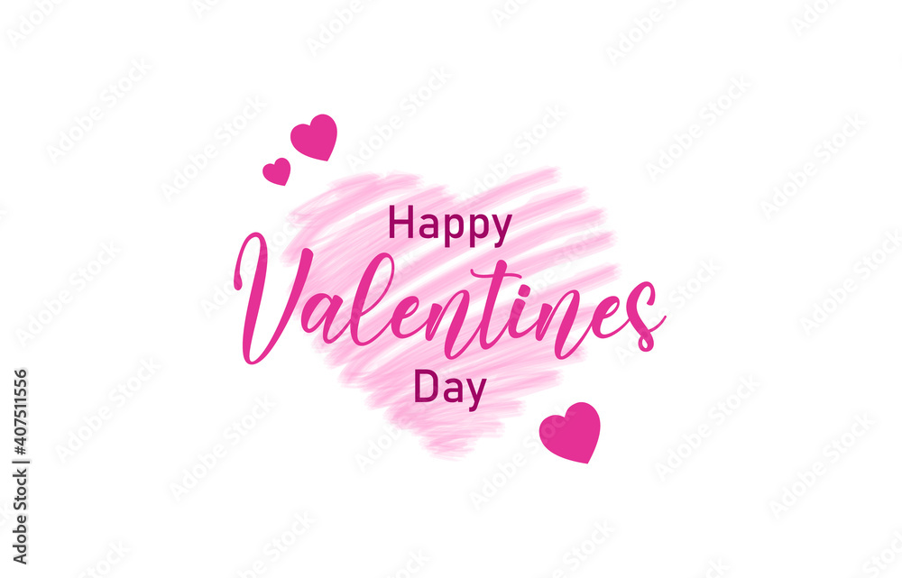 Valentines day background with brush heart pattern and Happy valentines day text. Vector illustration, eps10. Suitable for Wallpapers, flyers, invitation, posters, brochure, banners, cards.
