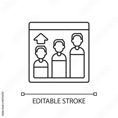 Website traffic linear icon. Amount of data sent and received by visitors to website. Thin line customizable illustration. Contour symbol. Vector isolated outline drawing. Editable stroke