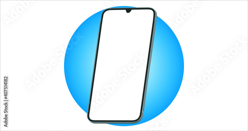 Smartphone mockup. Device design element with blank screen and copy space. Mock up of  telephone with chroma key.