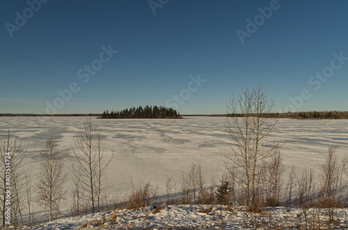 Astotin Lake Frozen in Winter
