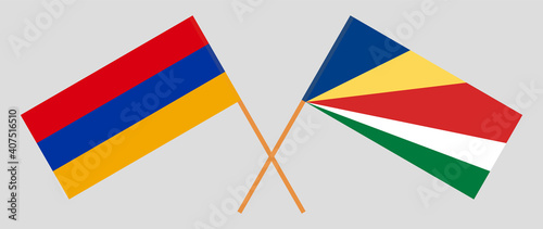 Crossed flags of Armenia and Seychelles