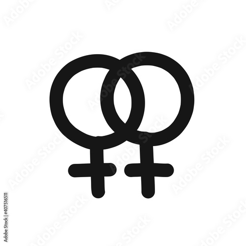 lesbian symbol doodle icon, vector line illustration