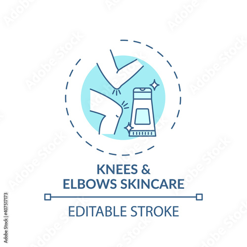 Knees and elbows skincare concept icon. Spa procedure idea thin line illustration. Soothing dry and inflamed skin. Home remedy. Vector isolated outline RGB color drawing. Editable stroke