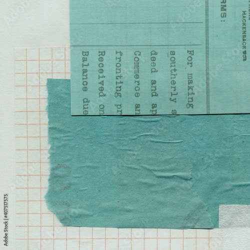 Colorful torn paper collage close-up. Texture made from various paper and cardboard parts. Damaged old paper background. Vintage blank wallpaper. Material design backdrop.
