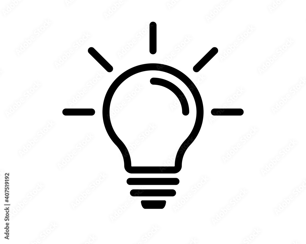 Lightbulb line icon. Electric lamp icon isolated on white. Vector illustration. Lightbulb line icon. Electric lamp icon isolated on white. Vector illustration.