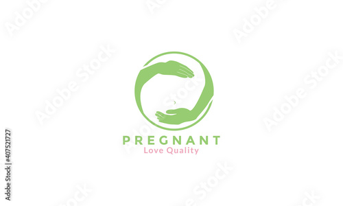 women or mother with pregnant hold logo symbol icon vector graphic design