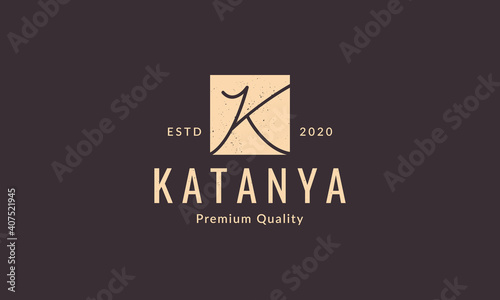 signature letter k square  logo symbol icon vector graphic design 