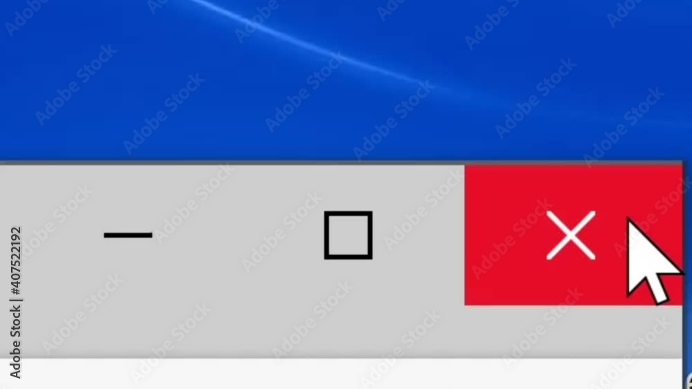 Mouse Cursor Slides Over And Closes Window Box on Web Page. Device Screen View of Cursor Clicking to Close Browser. Viewpoint Click X Top Right Over The Internet Network Website.