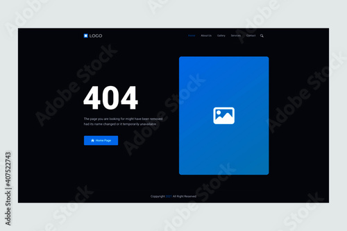 Vector 404 error page not found UI UX template for website.