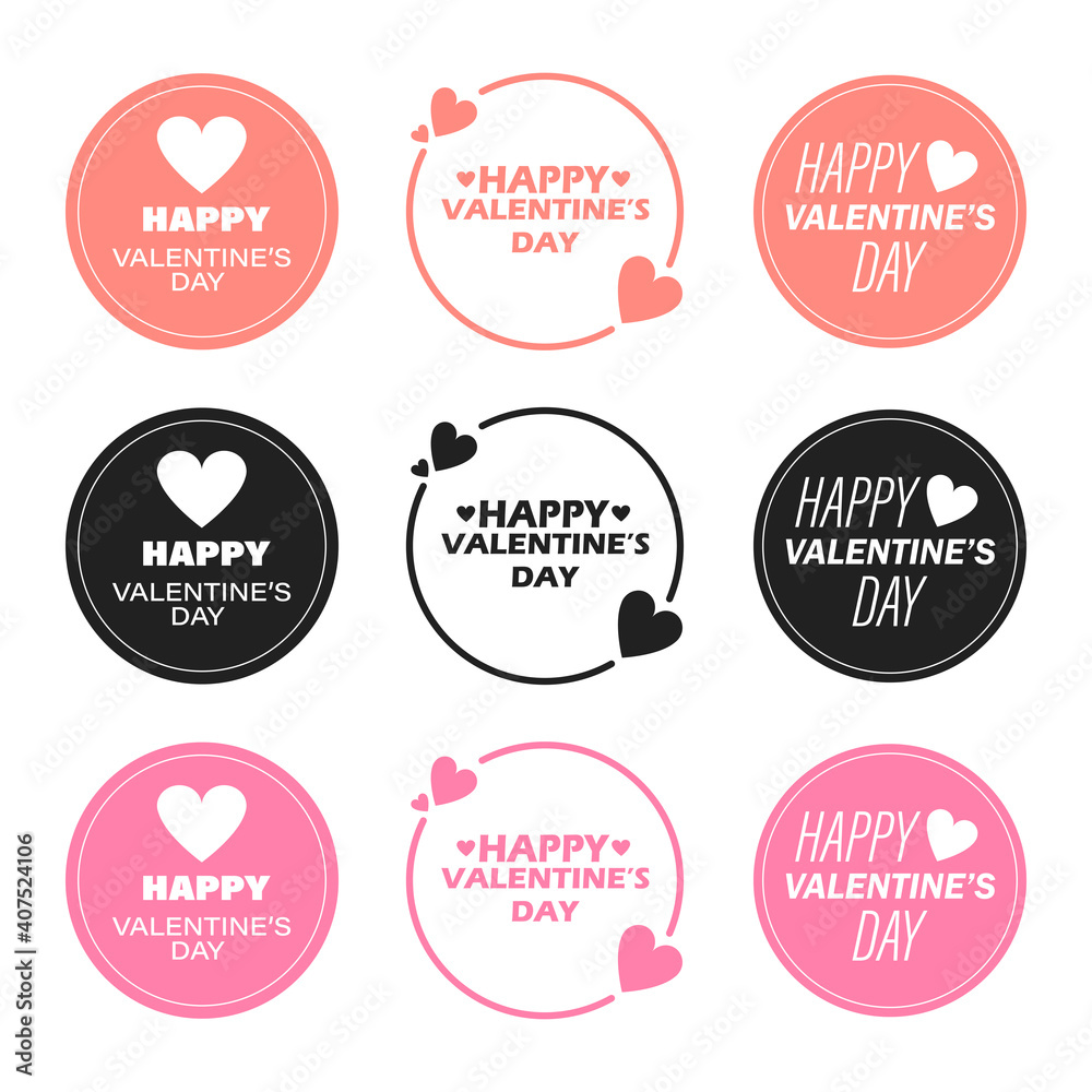 Valentine's Day. Quote. Set badge. Calligraphy. Vector flat illustration.