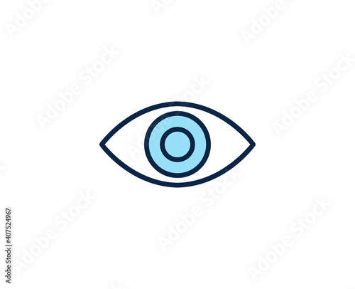 Eye flat icon. Thin line signs for design logo, visit card, etc. Single high-quality outline symbol for web design or mobile app. Marketing outline pictogram.