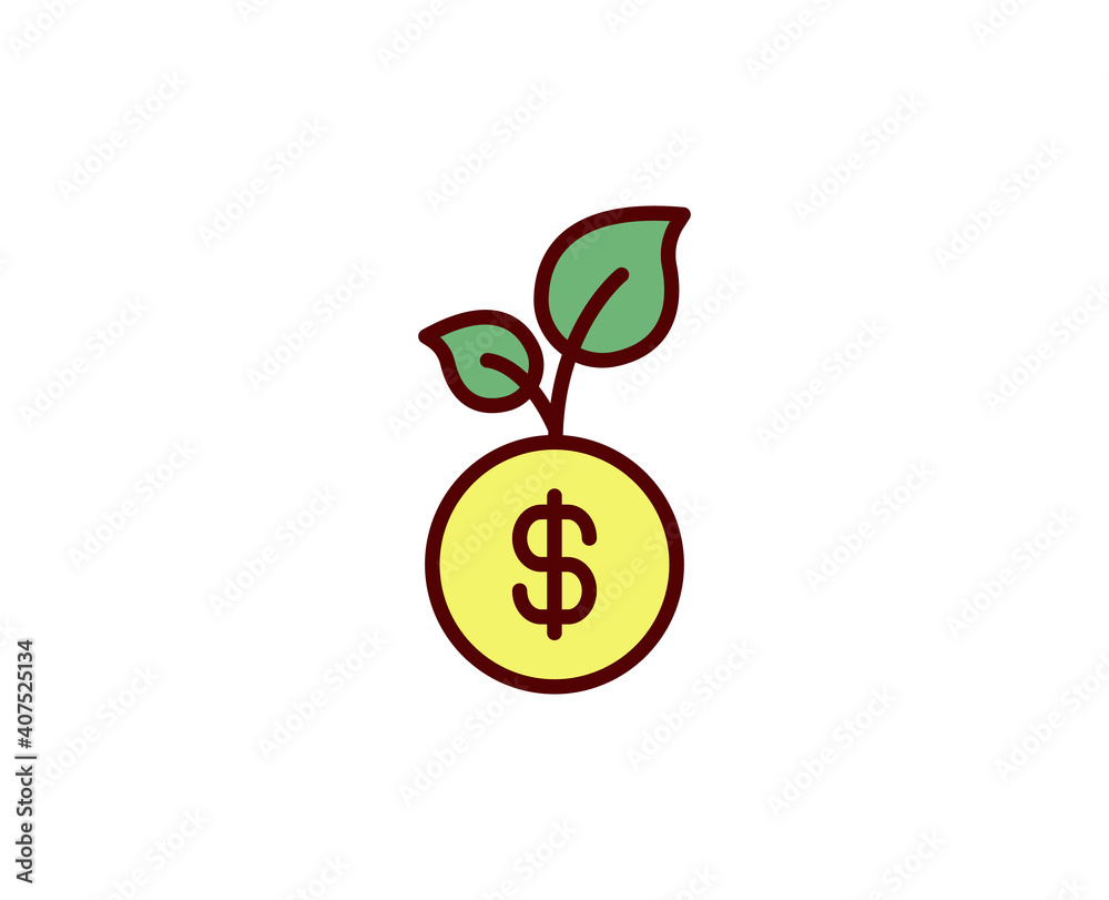 Money grow line icon. High quality outline symbol for web design or mobile app. Thin line sign for design logo. Black outline pictogram on white background Money grow line icon. High quality outline symbol for web design or mobile app. Thin line sign for design logo. Black outline pictogram on white background