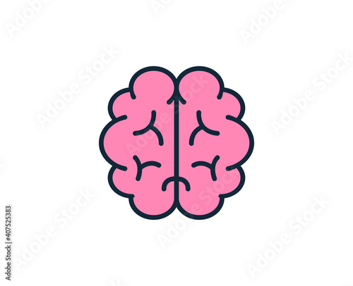 Brain line icon. High quality outline symbol for web design or mobile app. Thin line sign for design logo. Color outline pictogram on white background
