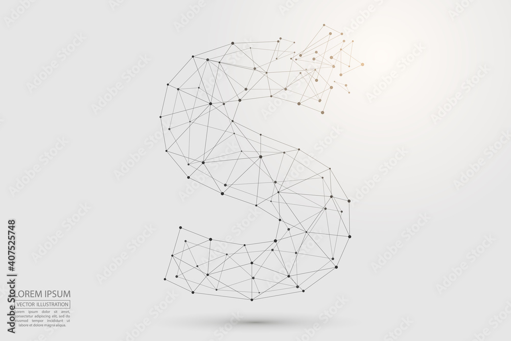 The destruction of the abstract font of English letters is made up of triangles, lines, points and connections. Vector illustration EPS 10. The destruction of the abstract font of English letters is made up of triangles, lines, points and connections. Vector illustration EPS 10.