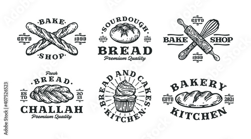 Set bakery logo - vector illustration. Bakery emblem design on white background