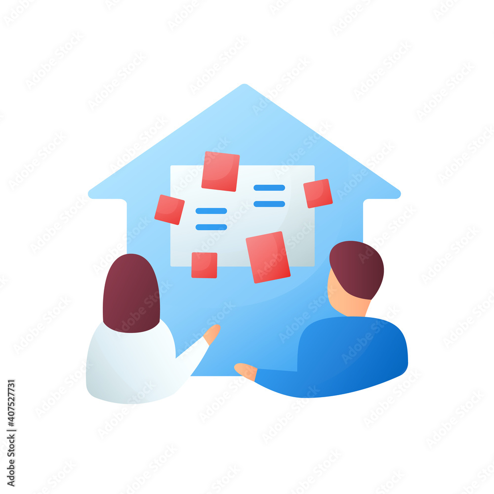 Homeschooling curriculum flat icon. Parents determine the curriculum of their children. Online education concept. Distant remote teaching and home schooling. Isolated color vector illustration Homeschooling curriculum flat icon. Parents determine the curriculum of their children. Online education concept. Distant remote teaching and home schooling. Isolated color vector illustration
