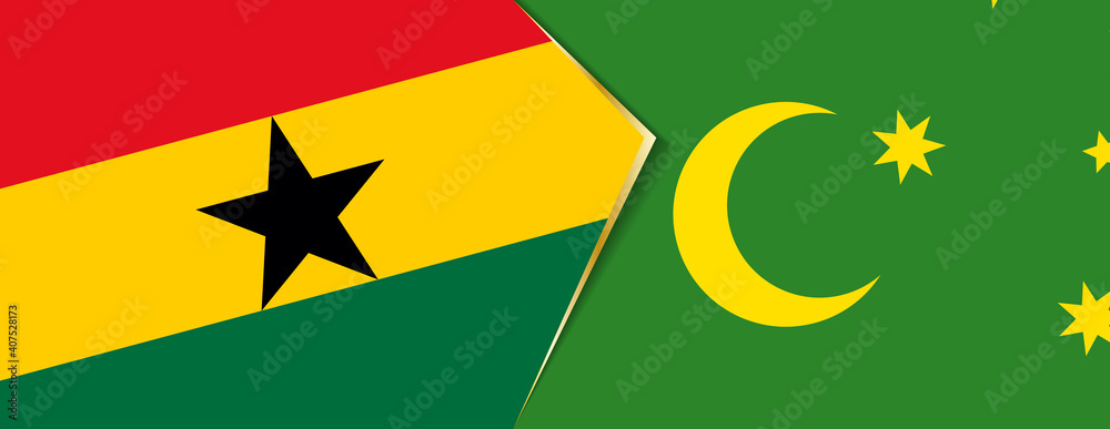 Ghana and Cocos Islands flags, two vector flags.