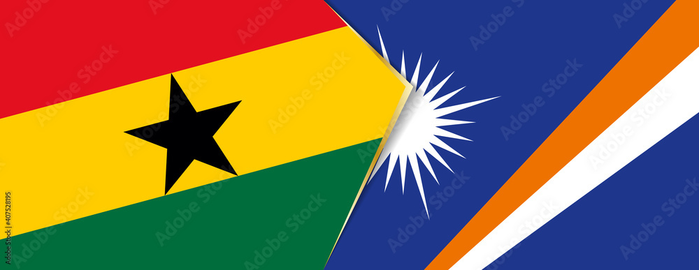 Ghana and Marshall Islands flags, two vector flags. Ghana and Marshall Islands flags, two vector flags.