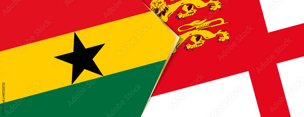 Ghana and Sark flags, two vector flags. Ghana and Sark flags, two vector flags.