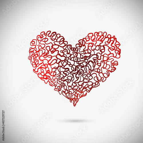 Heart made of doodles. Happy Valentine s Day. Vector illustration