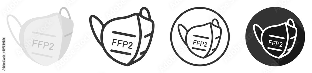 Fototapeta premium FFP2 face mask icon symbol logo set collection vector