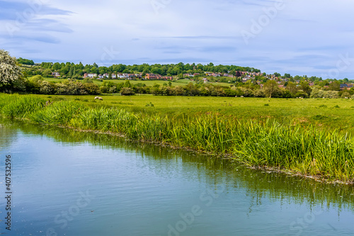A view across the Oxford Canal close to the village of Napton, Warwickshire in summertime
