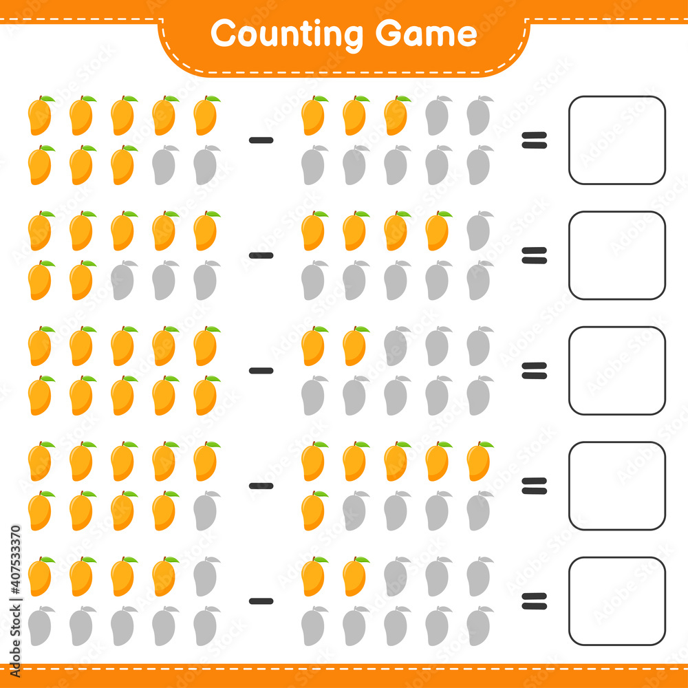 Counting game, count the number of Mango and write the result