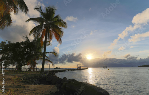 The picturesque Caribbean beach , Martinique island, French West Indies.