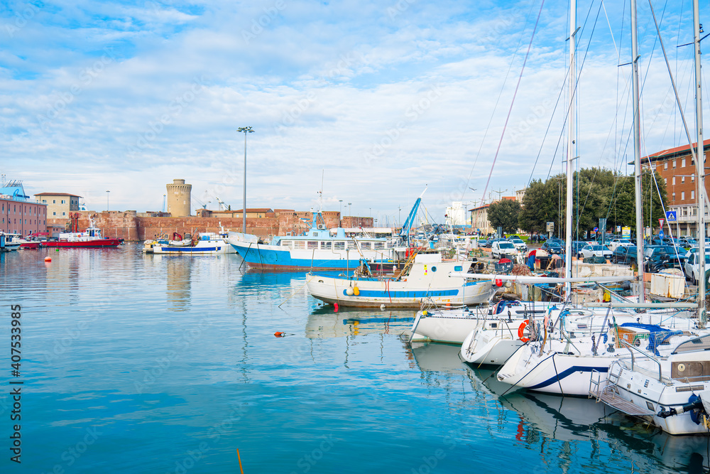 Livorno, Tuscany: Port of Livorno, one of the largest Italian seaports and one of the largest seaports in the Mediterranean Sea.