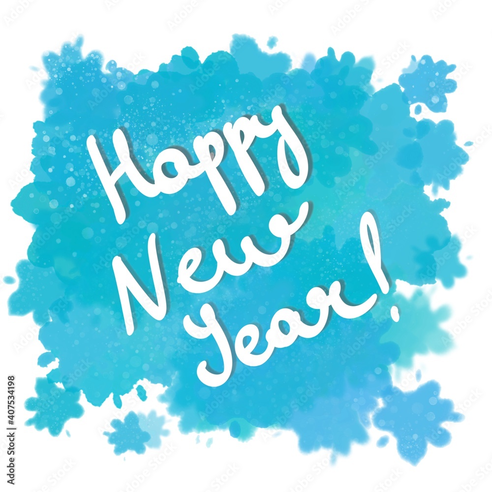 Happy New year handwriting text lettering 