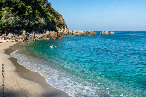 Fototapeta Naklejka Na Ścianę i Meble -  Clear azure waters of Michelino beach, Parghelia, Calabria, Italy