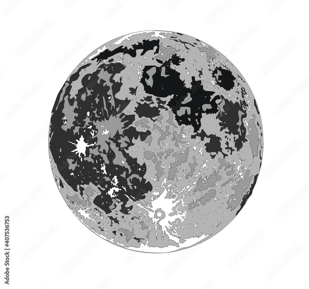 Moon vector / high detailed stylized vector illustration