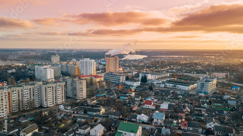 Sunset over the city. Gomel, Belarus. photo