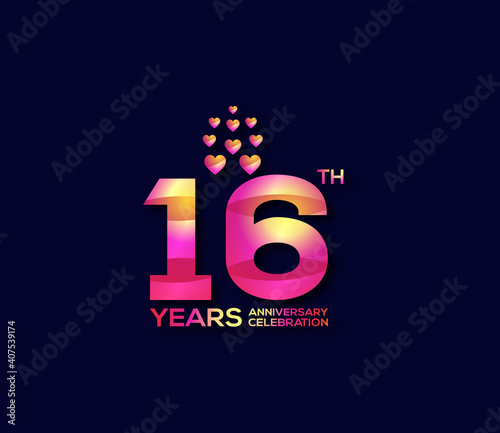 16 Year Anniversary Day background Concept