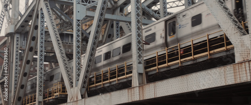 train passing by in a bridge in new york