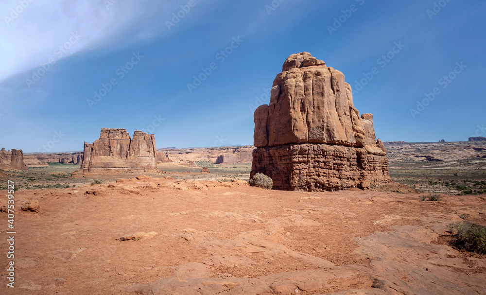 Dazzling Arches National Park in the summertime with sandstone formations on a partly cloudy day in Utah Dazzling Arches National Park in the summertime with sandstone formations on a partly cloudy day in Utah