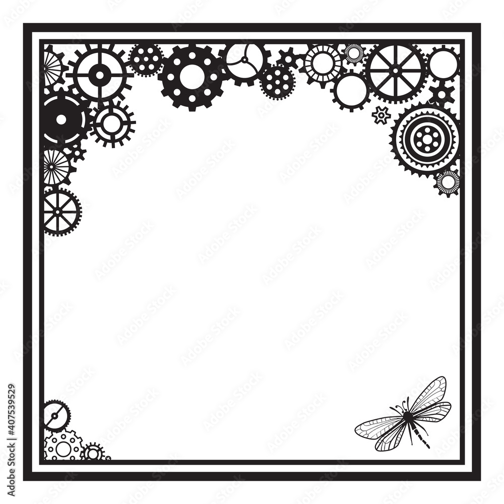 Steampunk frame shape. Vector gears Stock Vector | Adobe Stock