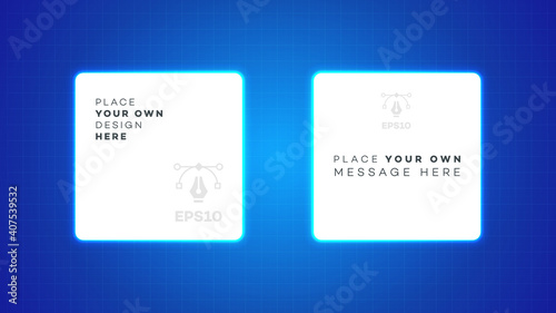 Vector abstract screen with neon backlight on blue background