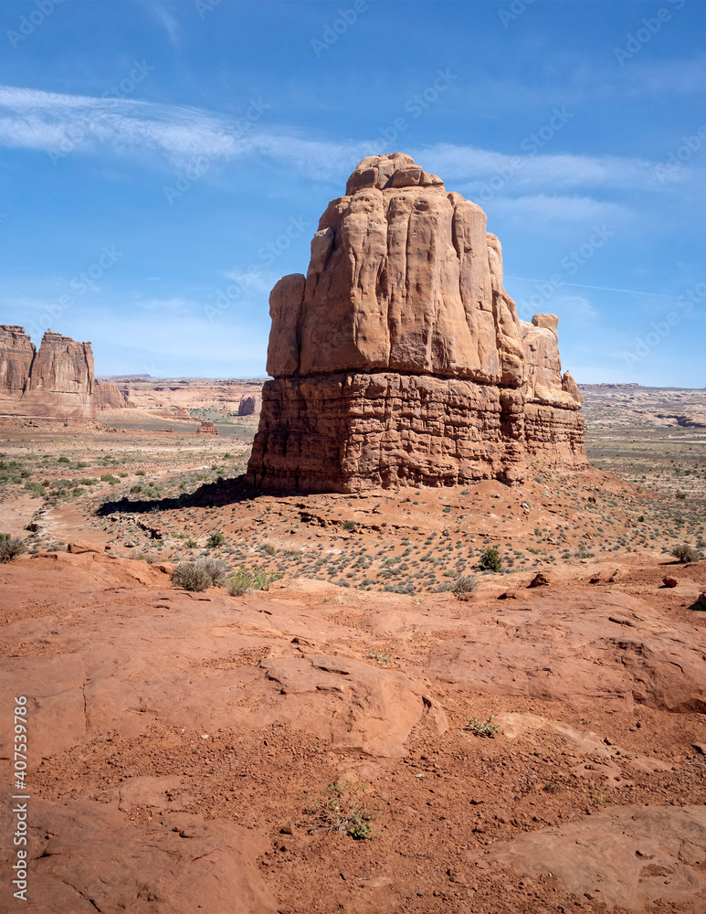 Dazzling Arches National Park in the summertime with sandstone formations on a partly cloudy day in Utah Dazzling Arches National Park in the summertime with sandstone formations on a partly cloudy day in Utah
