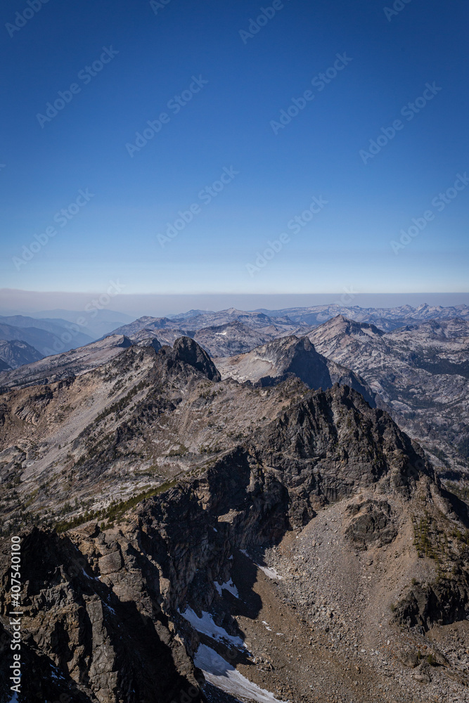 Vertical view from Trapper Peak, Bitterroot Mountains, Montana