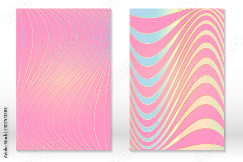 Abstract striped cover set. Wavy lines. Bright colorful templates.