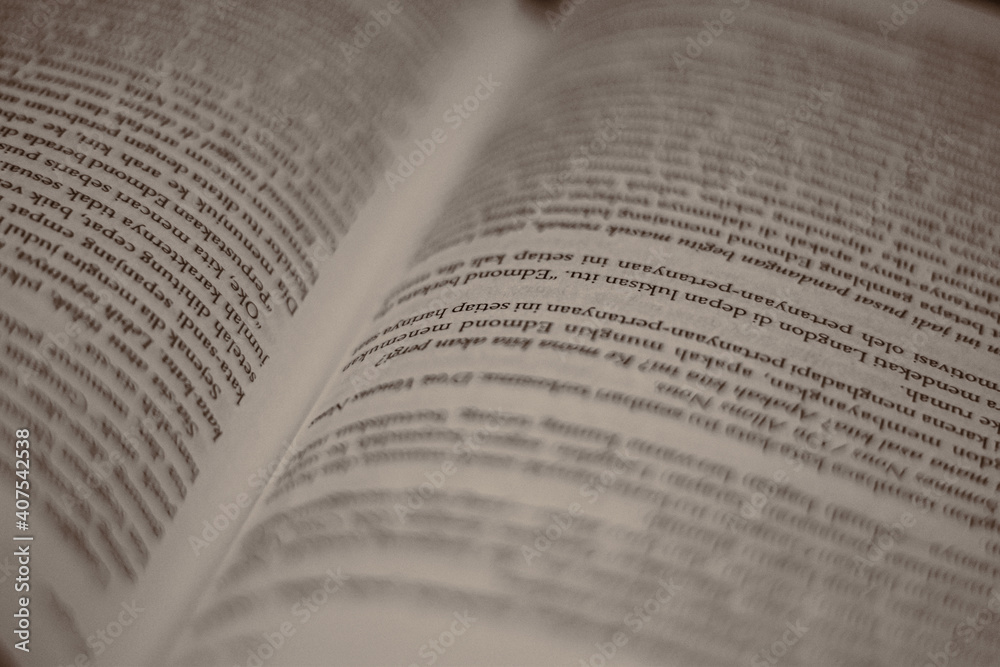 Close up of a book page - literature concept Close up of a book page - literature concept